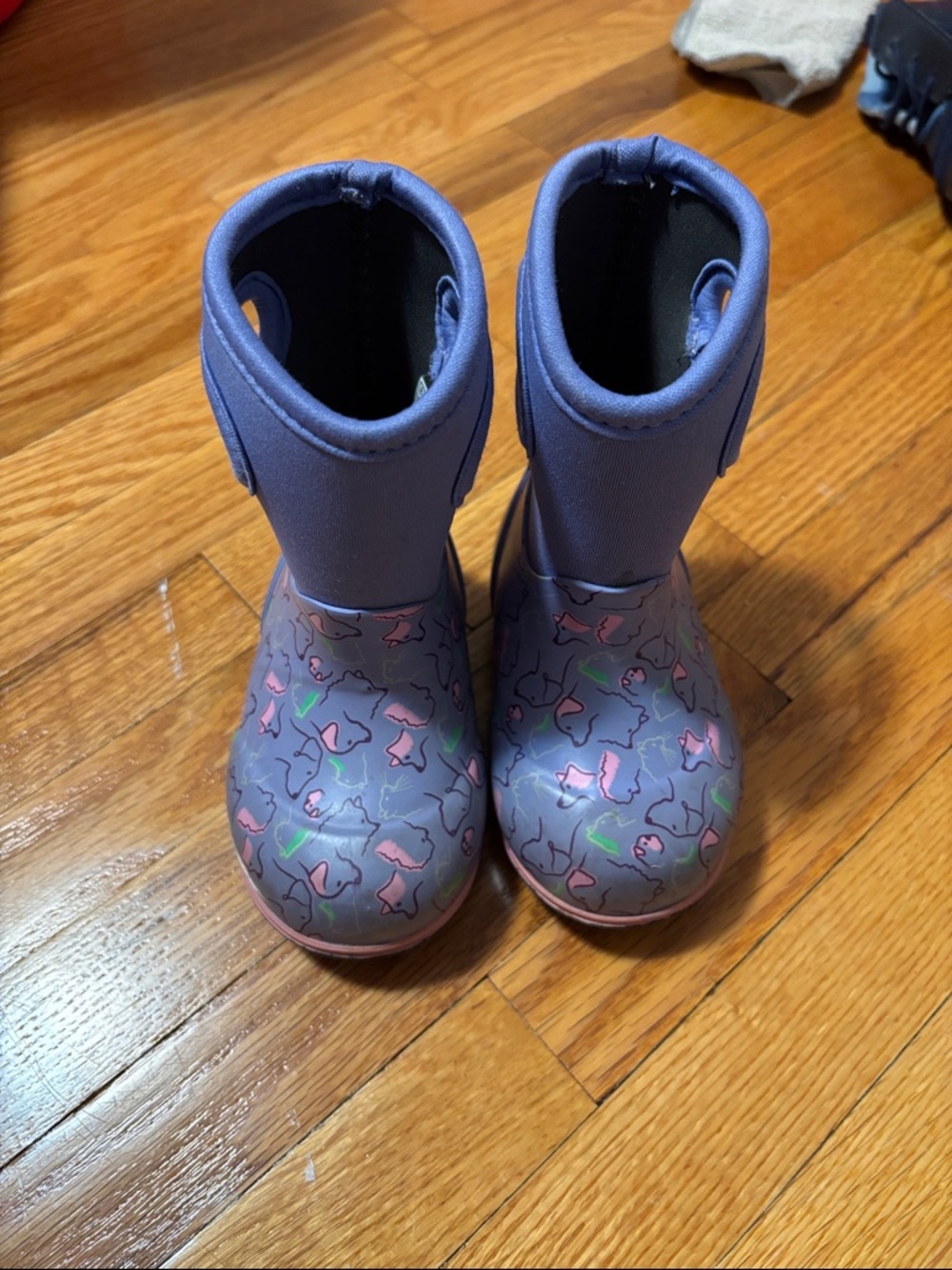 Bogs Kids Purple Rain & Snow Boots with Pink and Green Accents
